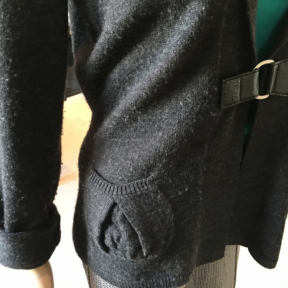 Gray Shawl Collar Merino Wool Cardigan - Picture 4 of 6